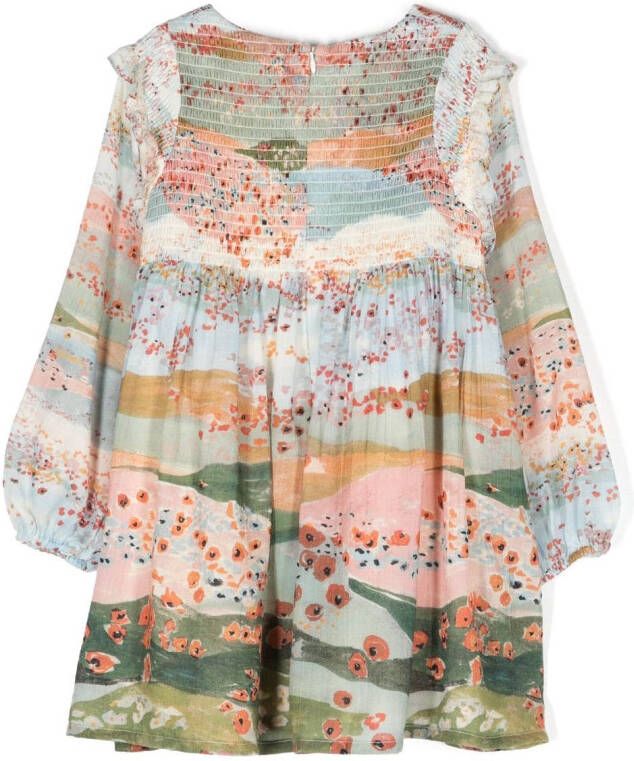 Chloé Kids Jurk met grafische print Groen