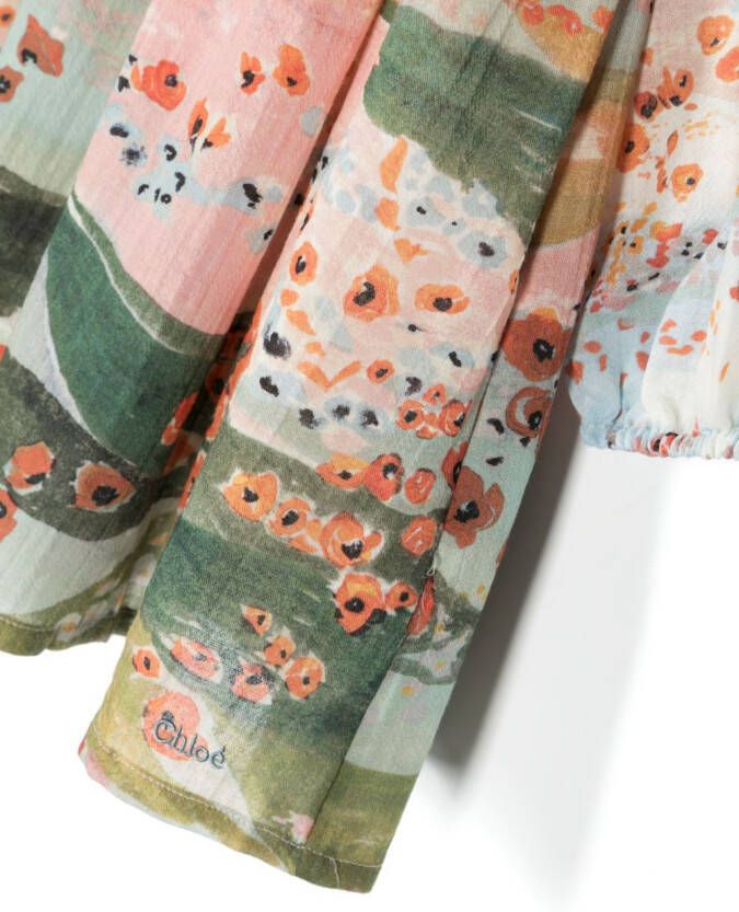 Chloé Kids Jurk met grafische print Groen