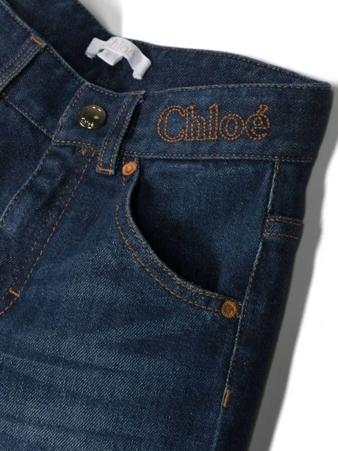 Chloé Kids Jeans met geborduurd logo Blauw
