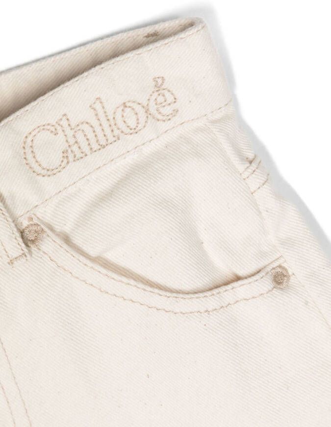 Chloé Kids Jeans met geborduurd logo Wit