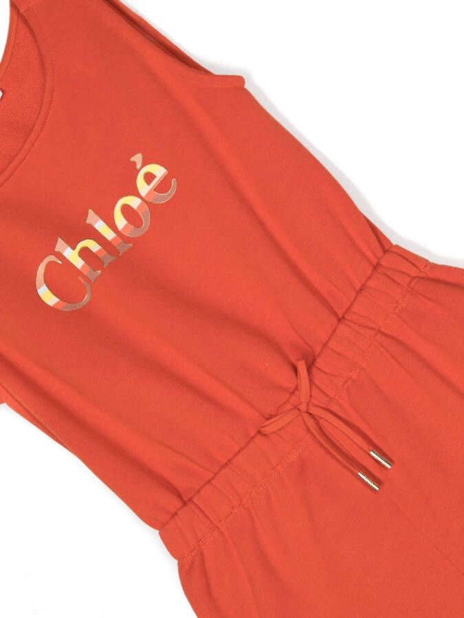 Chloé Kids Playsuit met logoprint Oranje