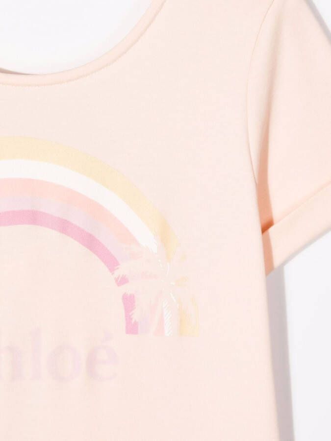 Chloé Kids Playsuit met logoprint Beige