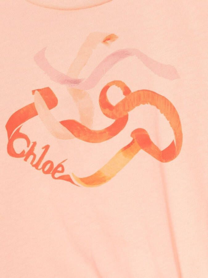 Chloé Kids T-shirt met grafische print Oranje