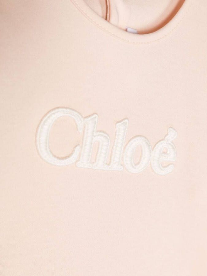 Chloé Kids T-shirt met logo-reliëf Roze