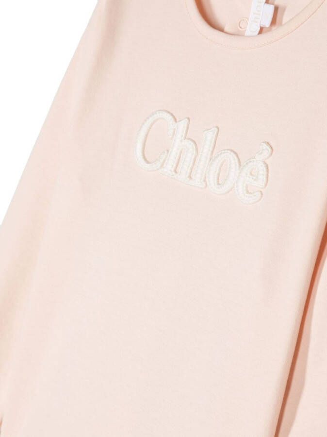 Chloé Kids T-shirt met logopatch Roze