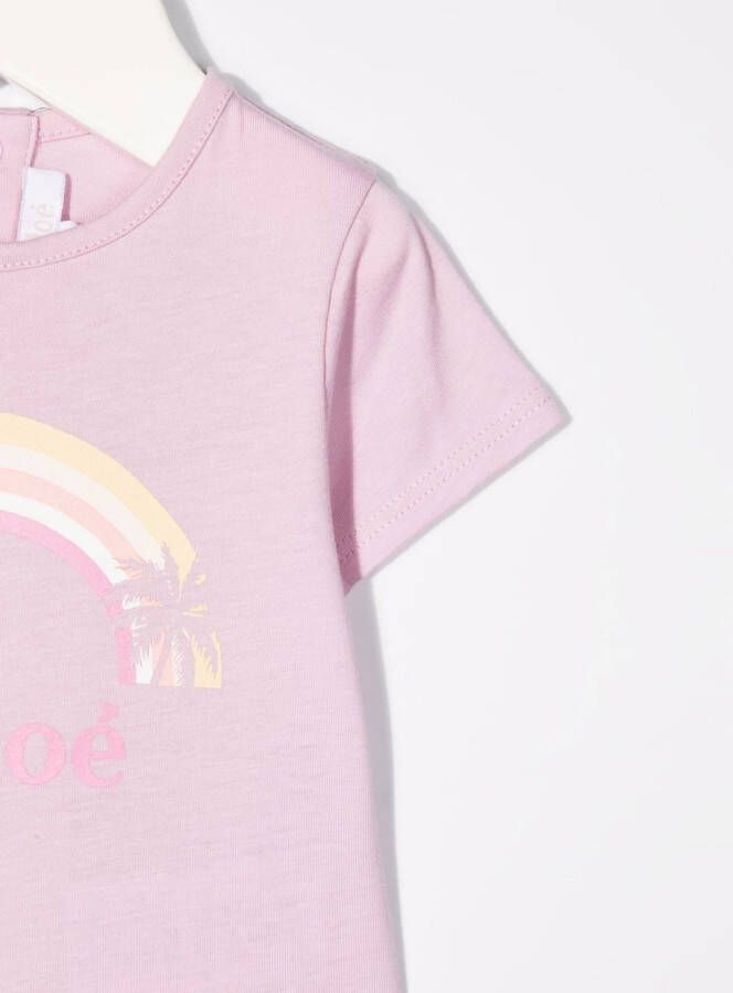 Chloé Kids T-shirt met logoprint Roze