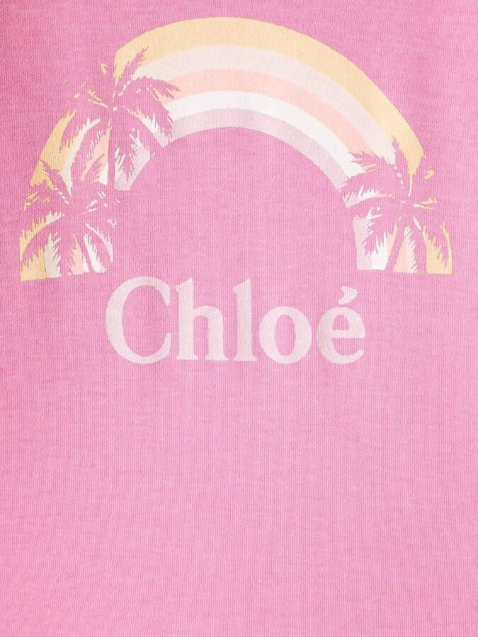 Chloé Kids T-shirtjurk met logoprint Roze