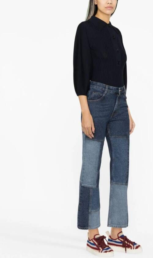 Chloé patchwork cropped flared jeans Blauw