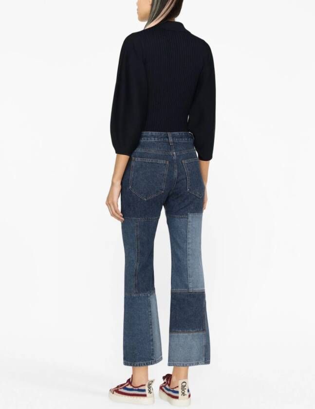 Chloé patchwork cropped flared jeans Blauw
