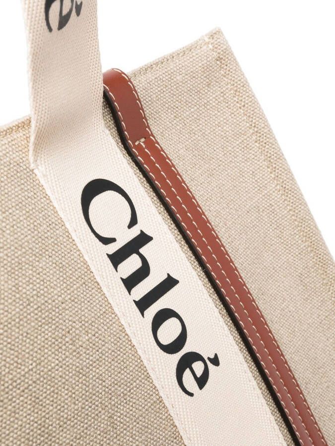 Chloé Shopper met logo Beige