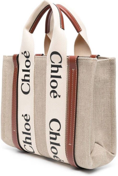 Chloé Woody canvas shopper Beige