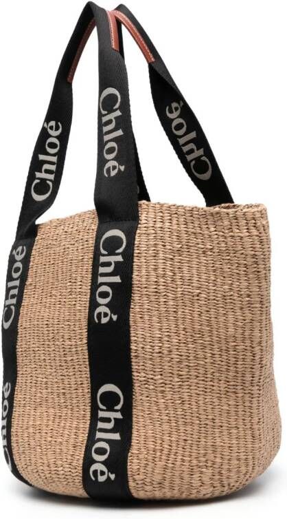 Chloé Woody grote shopper Beige