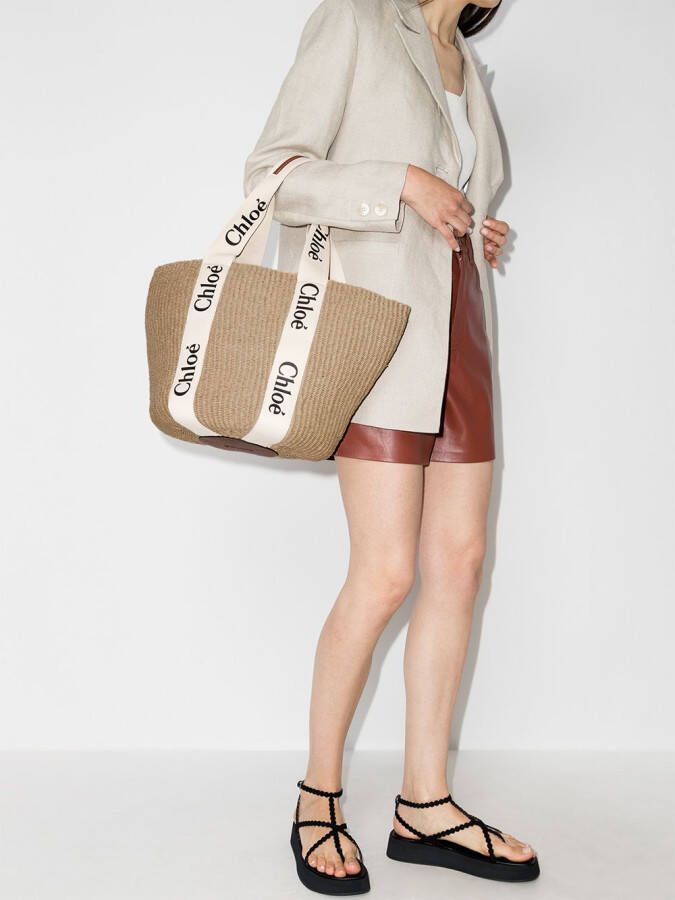 Chloé Woody grote shopper Beige