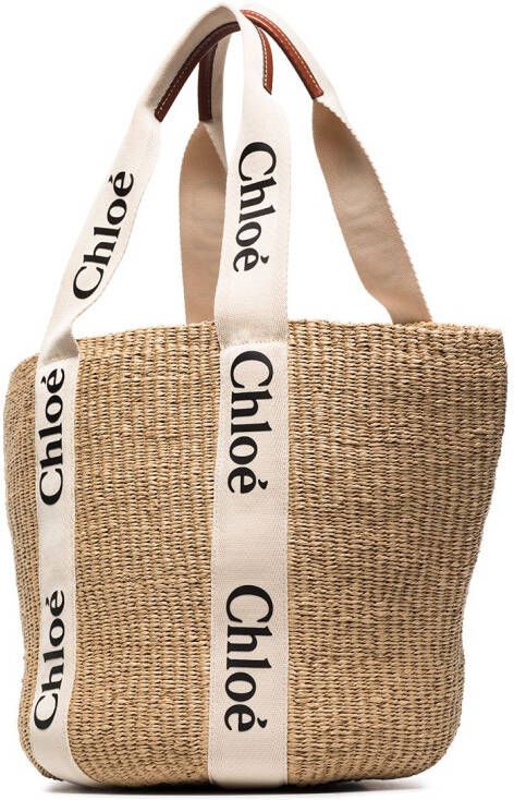Chloé Woody grote shopper Beige