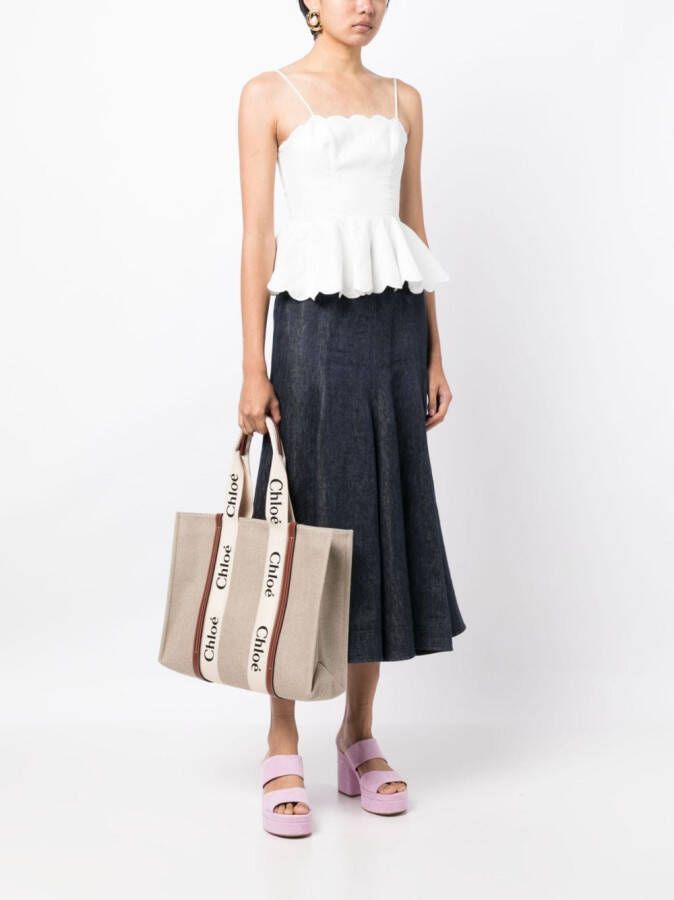 Chloé Woody grote shopper Beige
