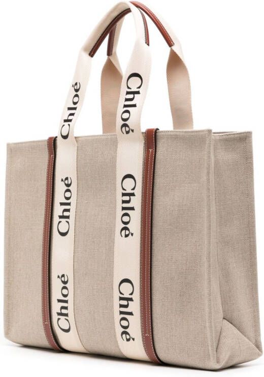 Chloé Woody grote shopper Beige