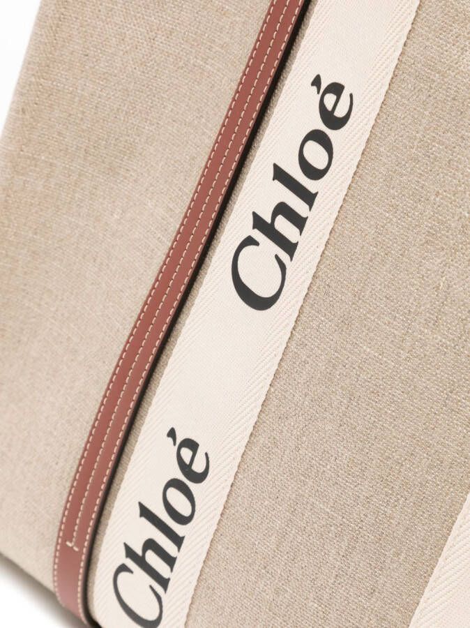 Chloé Woody grote shopper Beige