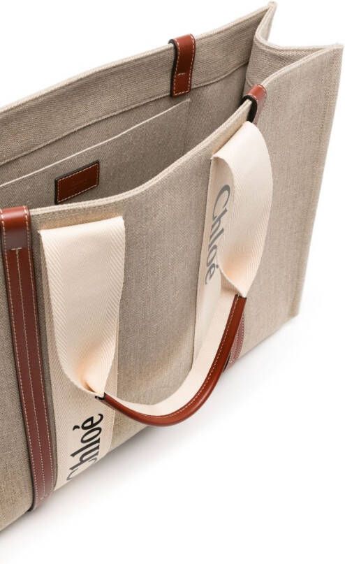 Chloé Woody grote shopper Beige