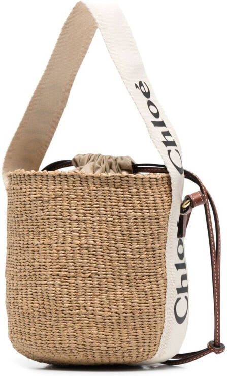 Chloé Woody kleine basket shopper Beige