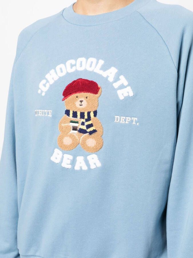 CHOCOOLATE Sweater met teddybeerprint Blauw