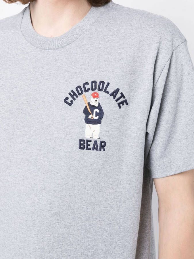 CHOCOOLATE T-shirt met geborduurde beer Grijs