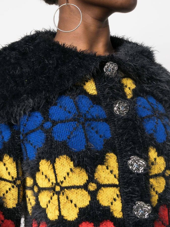 Chopova Lowena Vest met bloemen jacquard Zwart