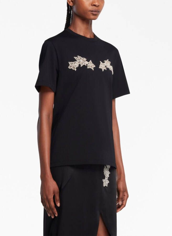 Christopher Kane T-shirt met bloemenapplicatie Zwart