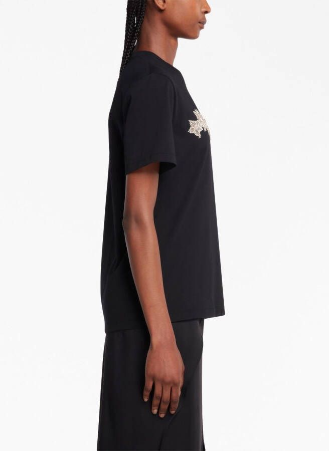 Christopher Kane T-shirt met bloemenapplicatie Zwart