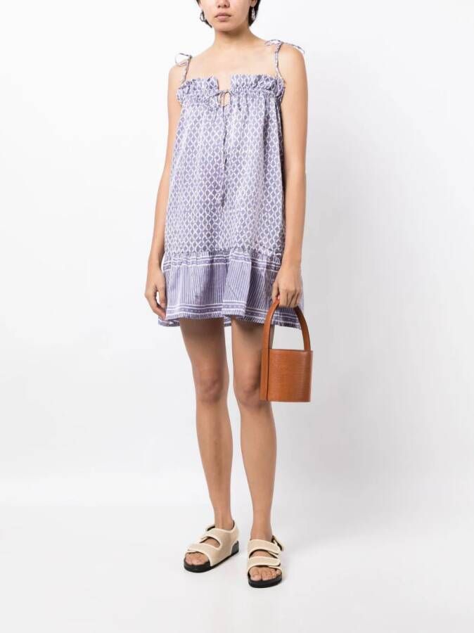 Cloe Cassandro Daisy-print strappy mini dress Paars