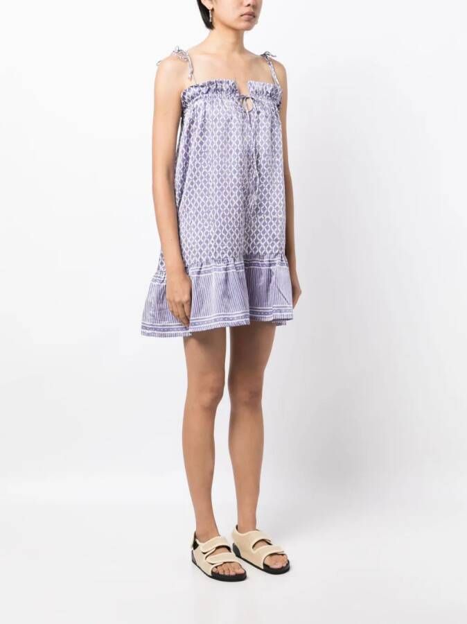 Cloe Cassandro Daisy-print strappy mini dress Paars