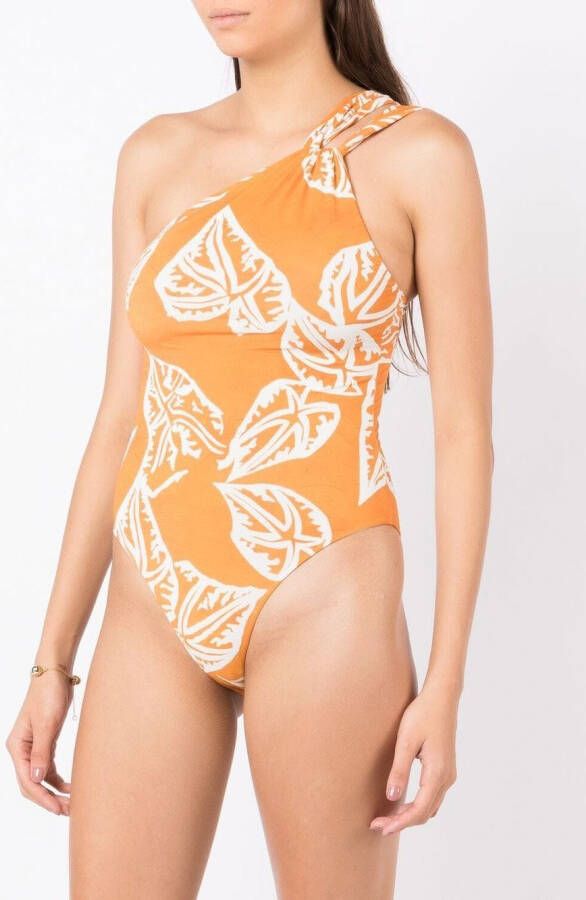 Clube Bossa Badpak met asymmetrische print Oranje