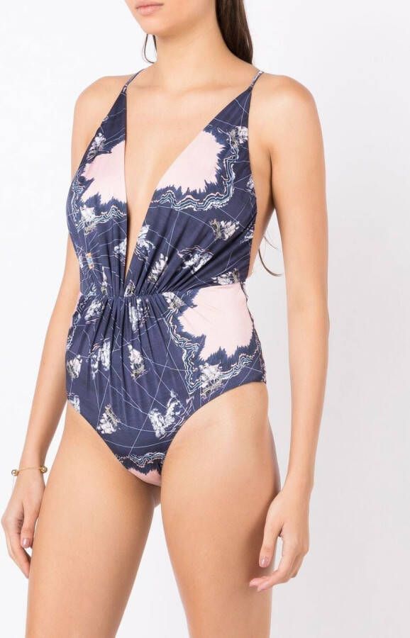 Clube Bossa Badpak met print Blauw