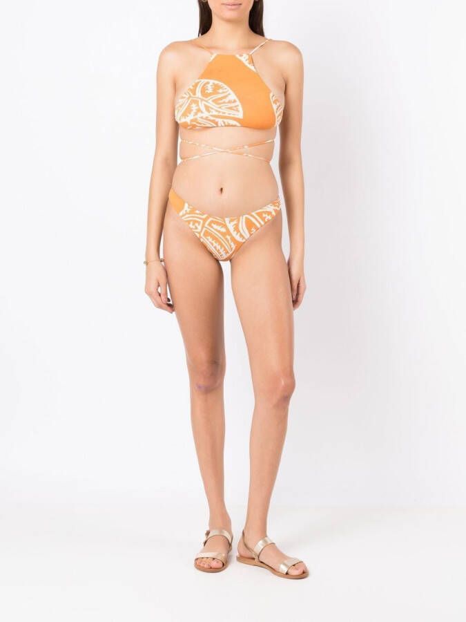Clube Bossa Bikinislip met bladprint Geel