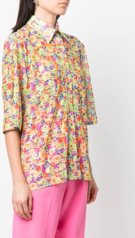 Collina Strada Blouse met bloemenprint Groen