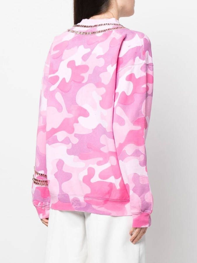 Collina Strada Sweater met camouflageprint Roze