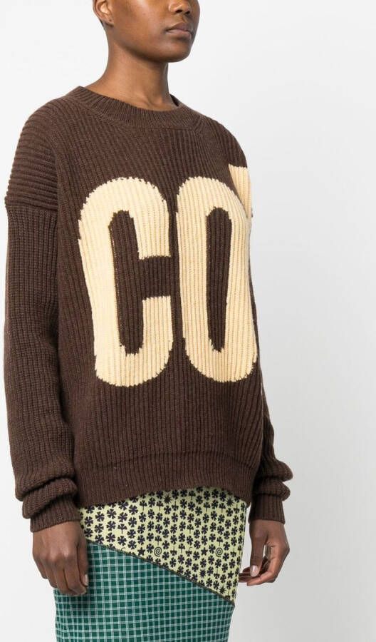 colville Intarsia trui Bruin
