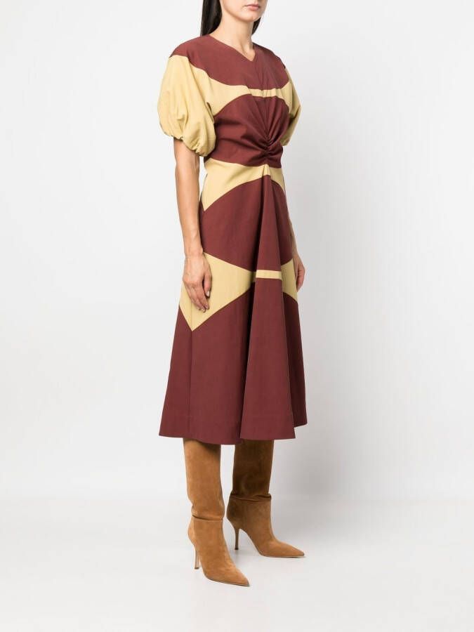 colville Midi-jurk met colourblocking Bruin