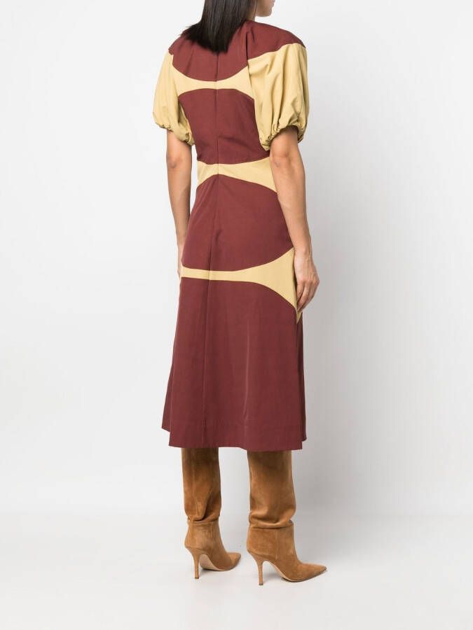 colville Midi-jurk met colourblocking Bruin
