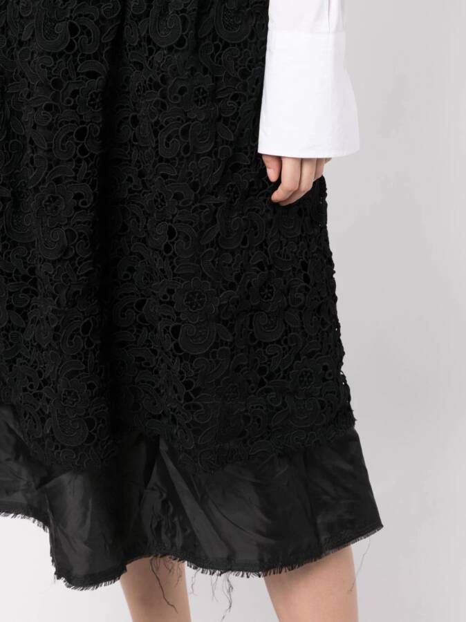 Comme Des Garçons Comme Des Garçons Rok met bloemenkant Zwart