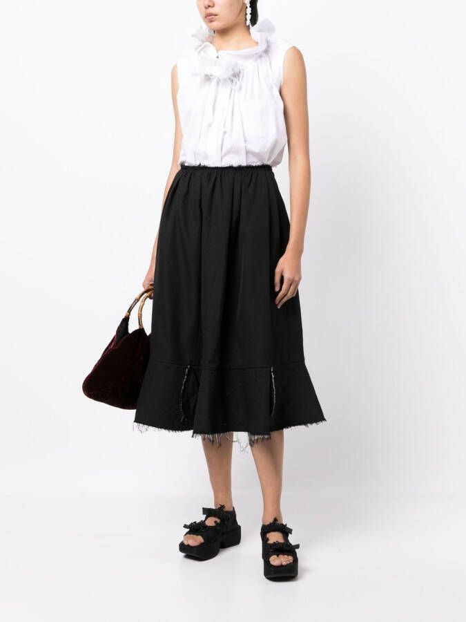 Comme Des Garçons Comme Des Garçons Gerafelde midi-rok Zwart