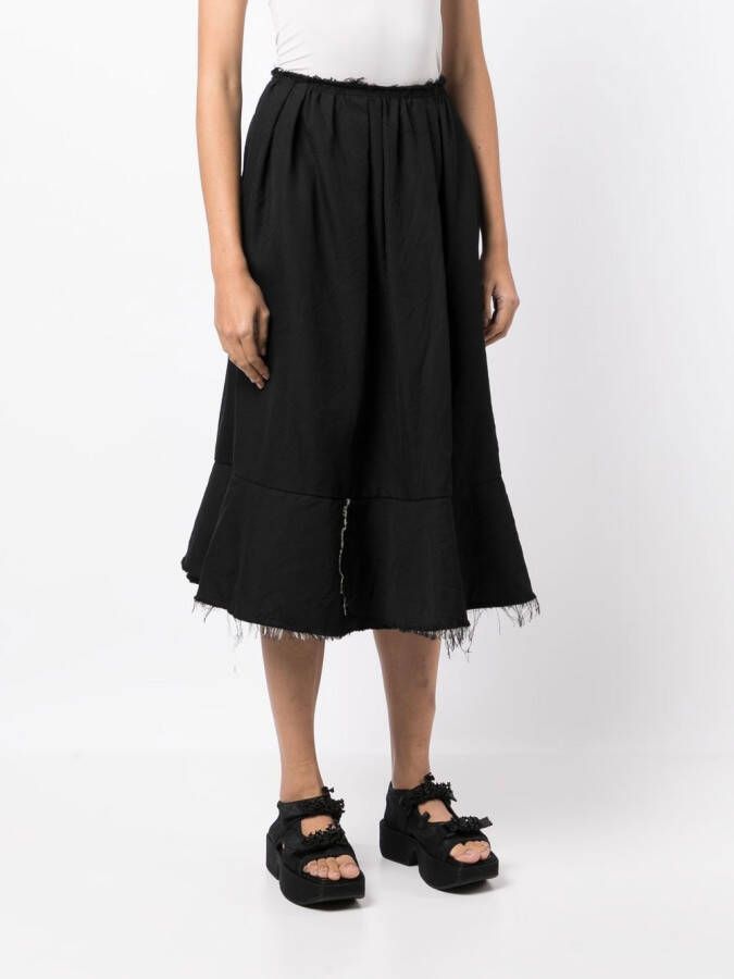 Comme Des Garçons Comme Des Garçons Gerafelde midi-rok Zwart
