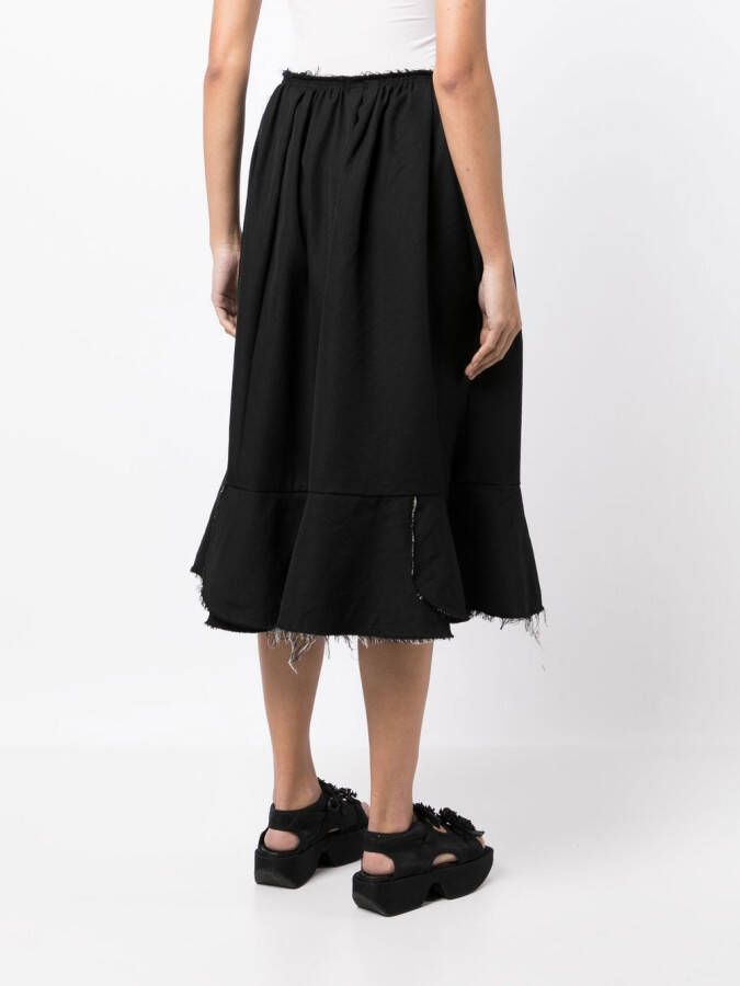 Comme Des Garçons Comme Des Garçons Gerafelde midi-rok Zwart