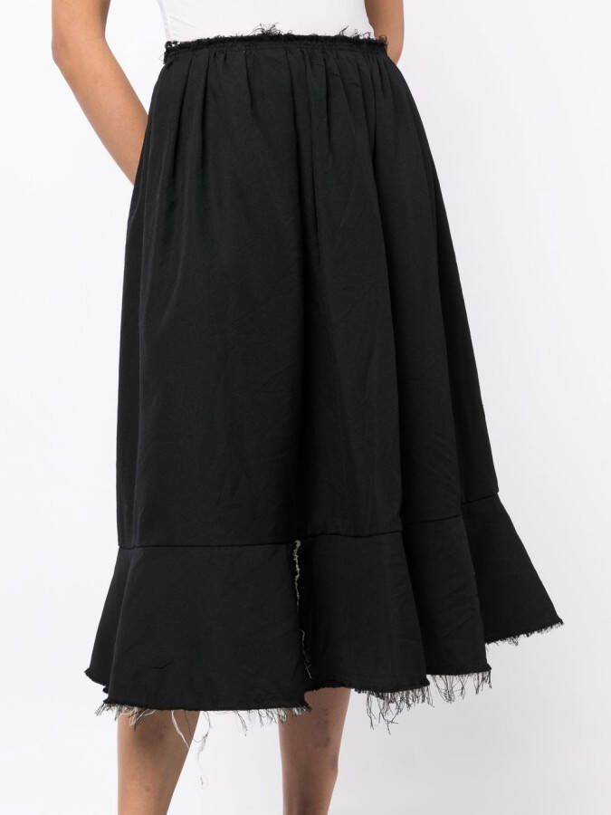 Comme Des Garçons Comme Des Garçons Gerafelde midi-rok Zwart