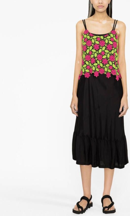Comme Des Garçons Comme Des Garçons Midi-jurk met bloemenkant Zwart