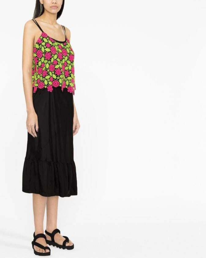 Comme Des Garçons Comme Des Garçons Midi-jurk met bloemenkant Zwart