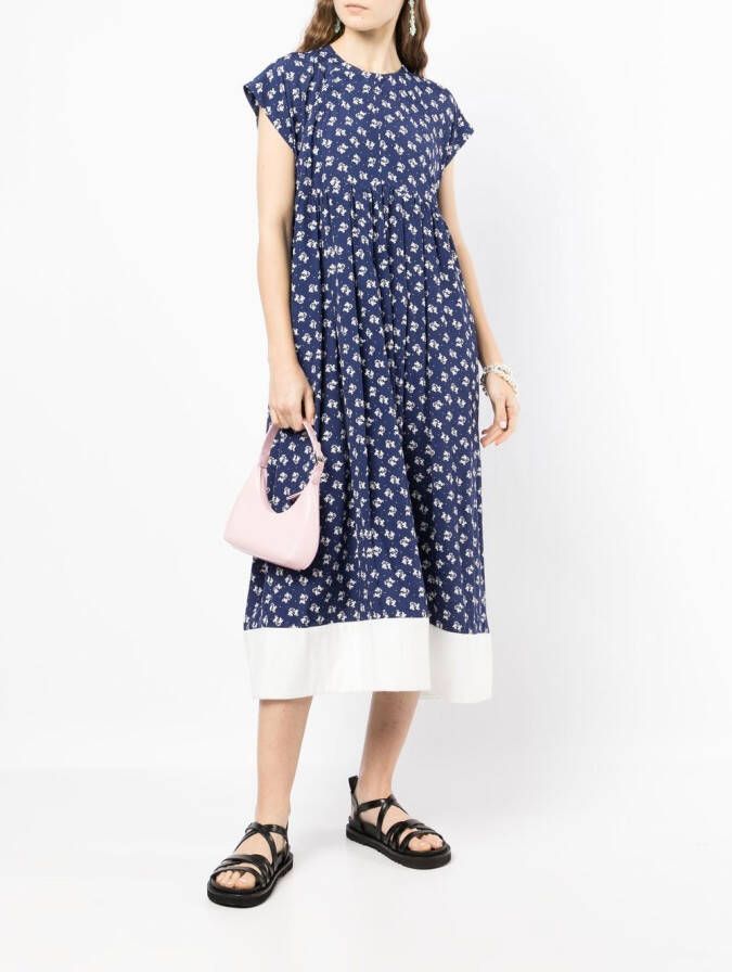 Comme Des Garçons Comme Des Garçons Midi-jurk met bloemenprint Blauw