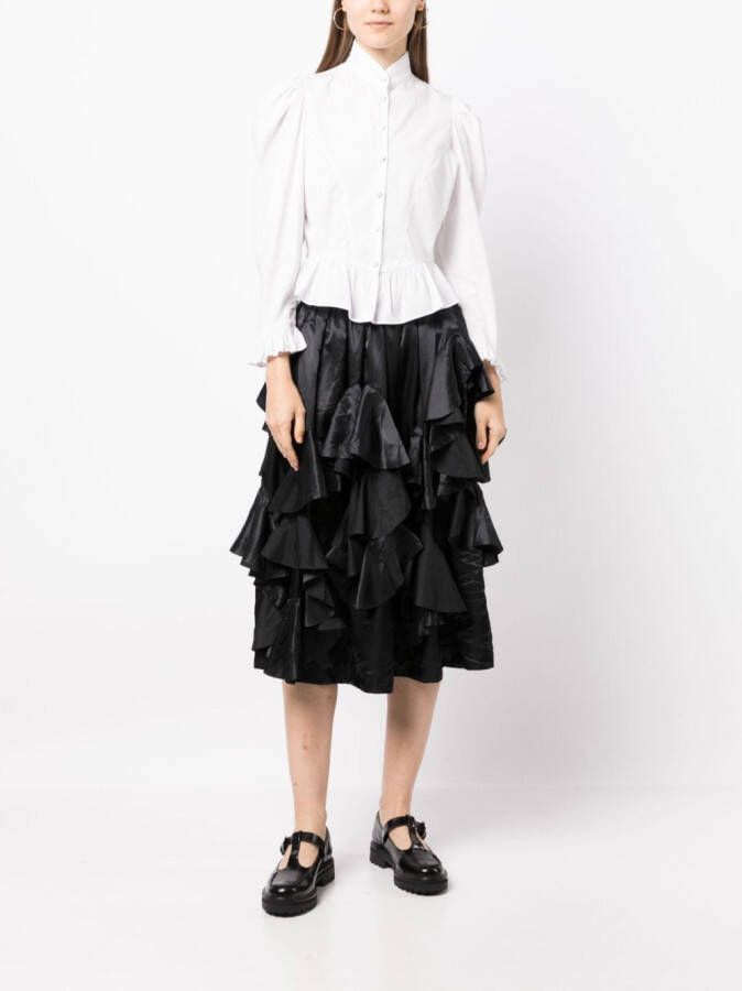 Comme Des Garçons Comme Des Garçons Midi-rok met ruches Zwart