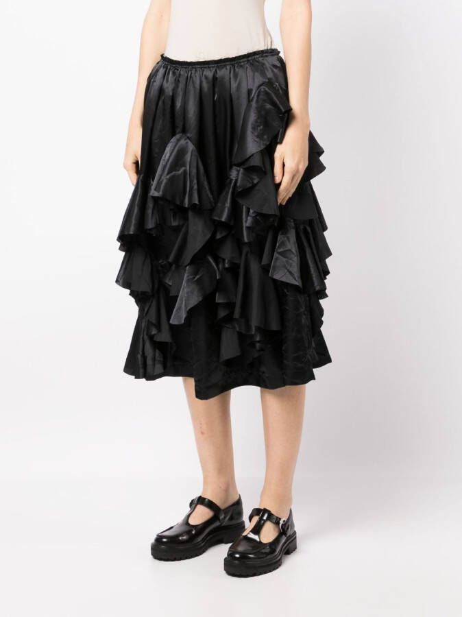 Comme Des Garçons Comme Des Garçons Midi-rok met ruches Zwart