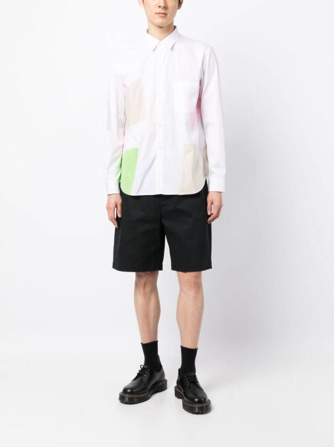 Comme des Garçons Homme Plus T-shirt met colourblocking Wit