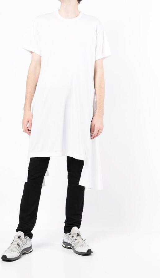 Comme des Garçons Homme Plus T-shirt met asymmetrische afwerking Wit